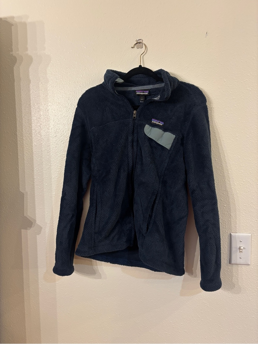 Patagonia Navy Fleece Jacket with Light Blue Chest Pocket